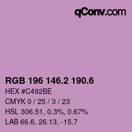 カラーコード: RGB 196 146.2 190.6 | qconv.com