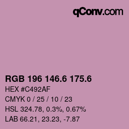 カラーコード: RGB 196 146.6 175.6 | qconv.com