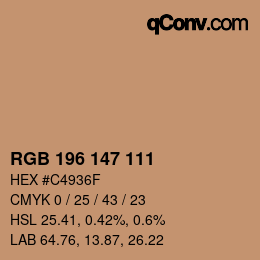 カラーコード: RGB 196 147 111 | qconv.com