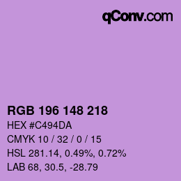 カラーコード: RGB 196 148 218 | qconv.com