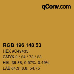 Color code: RGB 196 148 53 | qconv.com