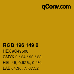 颜色代码: RGB 196 149 8 | qconv.com