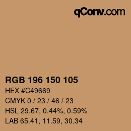 颜色代码: RGB 196 150 105 | qconv.com