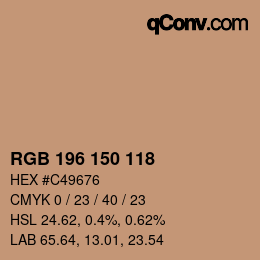 Código de color: RGB 196 150 118 | qconv.com