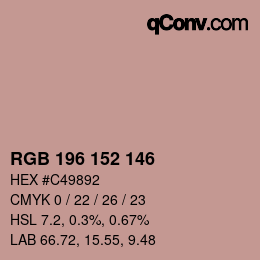 颜色代码: RGB 196 152 146 | qconv.com