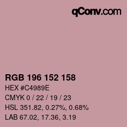 カラーコード: RGB 196 152 158 | qconv.com