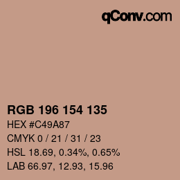 カラーコード: RGB 196 154 135 | qconv.com