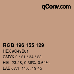 カラーコード: RGB 196 155 129 | qconv.com