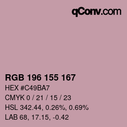 カラーコード: RGB 196 155 167 | qconv.com