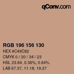 カラーコード: RGB 196 156 130 | qconv.com