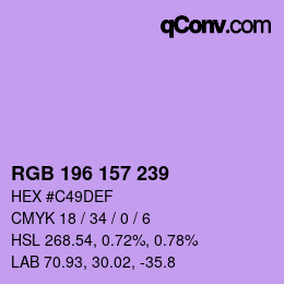 Color code: RGB 196 157 239 | qconv.com