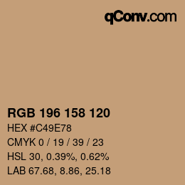 颜色代码: RGB 196 158 120 | qconv.com