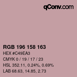 颜色代码: RGB 196 158 163 | qconv.com