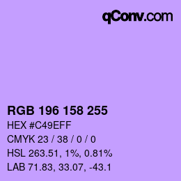 Color code: RGB 196 158 255 | qconv.com