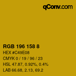 颜色代码: RGB 196 158 8 | qconv.com