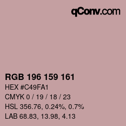 カラーコード: RGB 196 159 161 | qconv.com