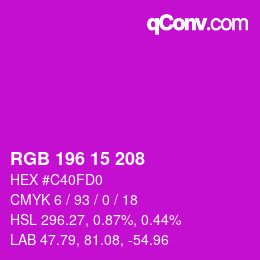 Color code: RGB 196 15 208 | qconv.com