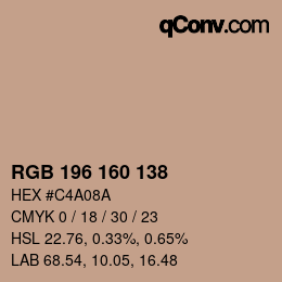 Code couleur: RGB 196 160 138 | qconv.com