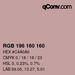 Color code: RGB 196 160 160 | qconv.com