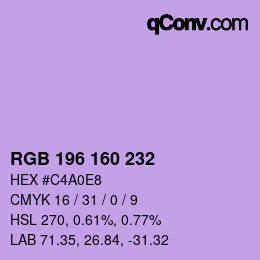 カラーコード: RGB 196 160 232 | qconv.com
