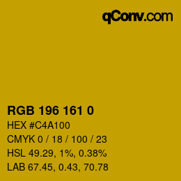 カラーコード: RGB 196 161 0 | qconv.com