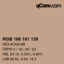 カラーコード: RGB 196 161 139 | qconv.com