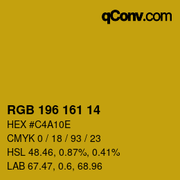 Farbcode: RGB 196 161 14 | qconv.com
