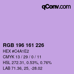 Farbcode: RGB 196 161 226 | qconv.com