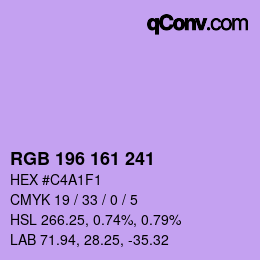 Código de color: RGB 196 161 241 | qconv.com