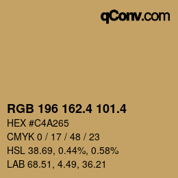 カラーコード: RGB 196 162.4 101.4 | qconv.com