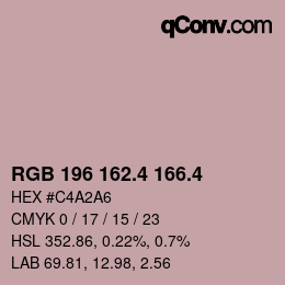 カラーコード: RGB 196 162.4 166.4 | qconv.com