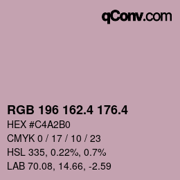 カラーコード: RGB 196 162.4 176.4 | qconv.com