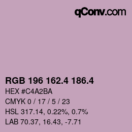 カラーコード: RGB 196 162.4 186.4 | qconv.com