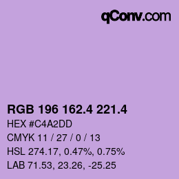 カラーコード: RGB 196 162.4 221.4 | qconv.com