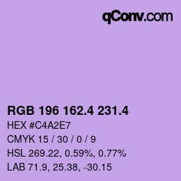 カラーコード: RGB 196 162.4 231.4 | qconv.com