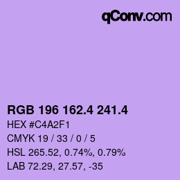 カラーコード: RGB 196 162.4 241.4 | qconv.com