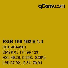 カラーコード: RGB 196 162.8 1.4 | qconv.com