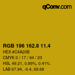 カラーコード: RGB 196 162.8 11.4 | qconv.com