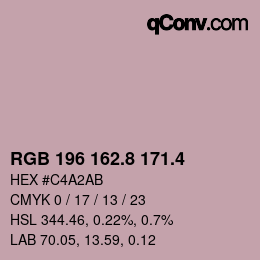 カラーコード: RGB 196 162.8 171.4 | qconv.com