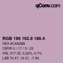 カラーコード: RGB 196 162.8 186.4 | qconv.com
