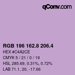 カラーコード: RGB 196 162.8 206.4 | qconv.com