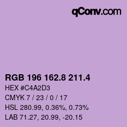 カラーコード: RGB 196 162.8 211.4 | qconv.com