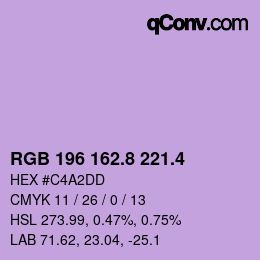 カラーコード: RGB 196 162.8 221.4 | qconv.com