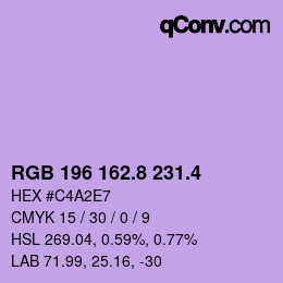 カラーコード: RGB 196 162.8 231.4 | qconv.com