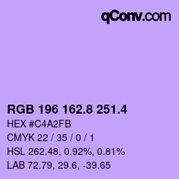 カラーコード: RGB 196 162.8 251.4 | qconv.com