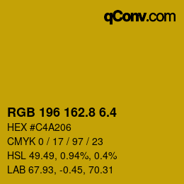 カラーコード: RGB 196 162.8 6.4 | qconv.com