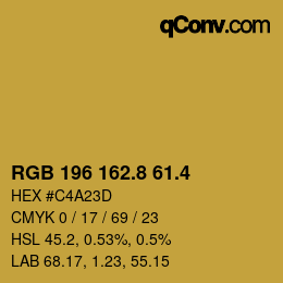 カラーコード: RGB 196 162.8 61.4 | qconv.com
