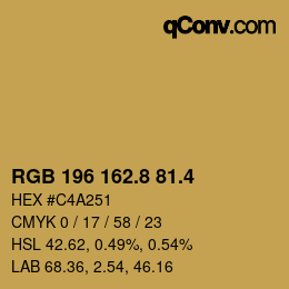 カラーコード: RGB 196 162.8 81.4 | qconv.com
