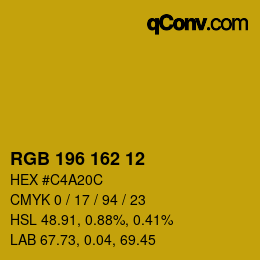 Color code: RGB 196 162 12 | qconv.com