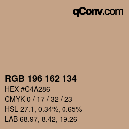 Color code: RGB 196 162 134 | qconv.com